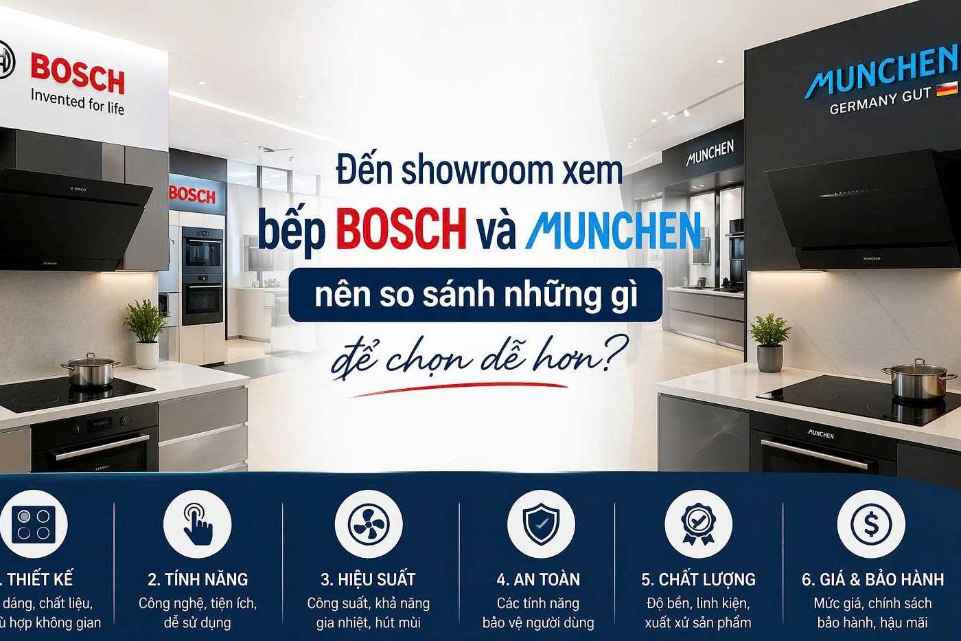  Đến showroom xem Bosch và Munchen nên so sánh những gì để chọn dễ hơn?