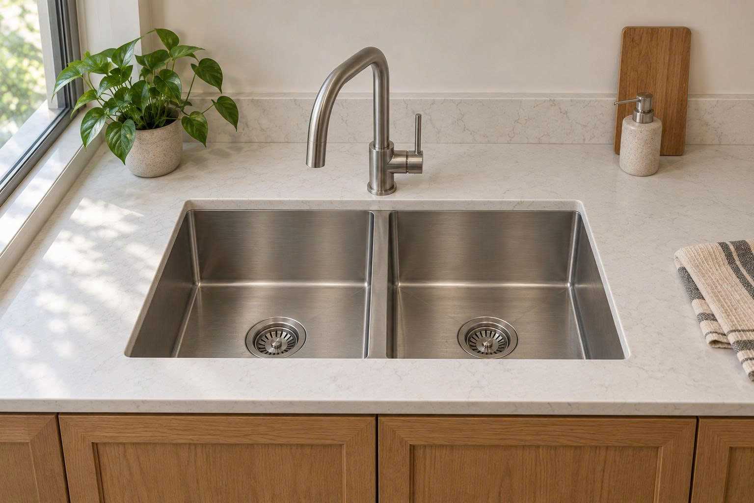 Kích thước chậu rửa bát 2 hố: Chọn vừa tủ, đủ rộng để rửa