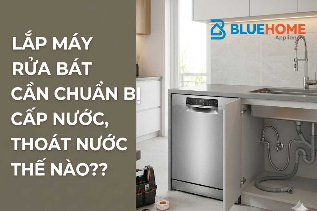 Lắp máy rửa bát cần chuẩn bị cấp nước, thoát nước thế nào?