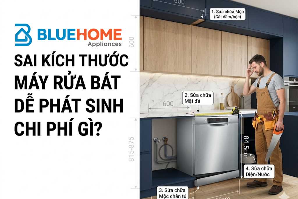 Sai kích thước máy rửa bát dễ phát sinh chi phí gì?