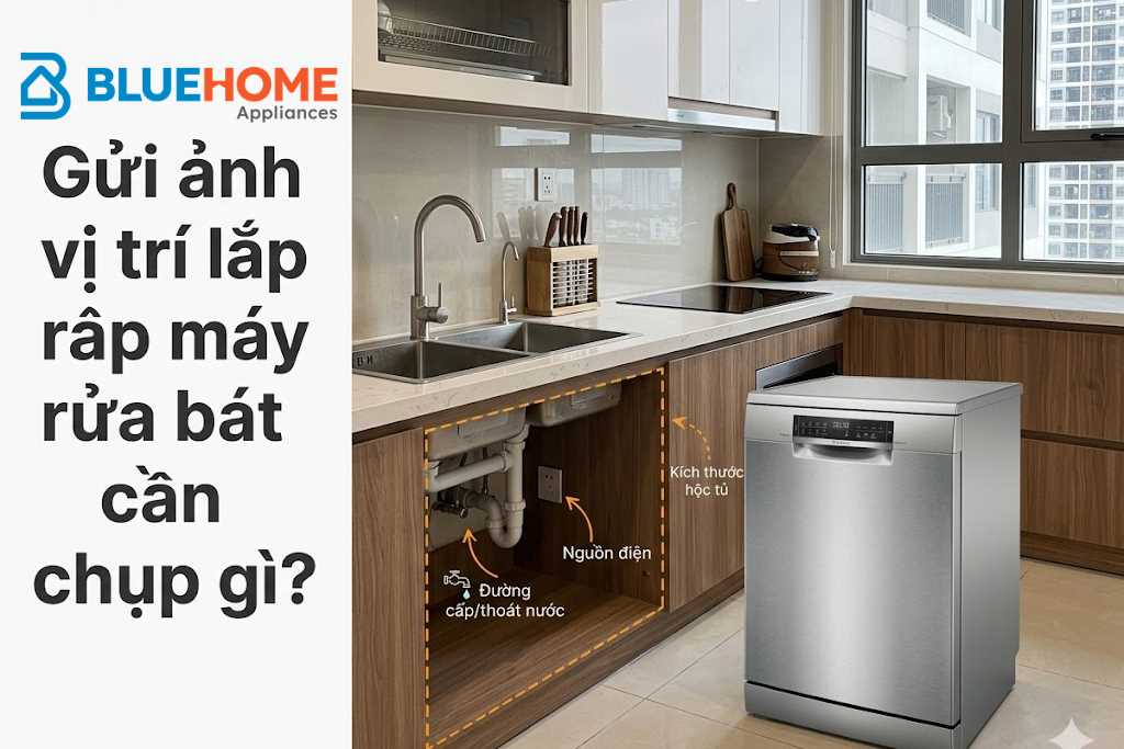 Gửi ảnh vị trí lắp máy rửa bát cần chụp gì?
