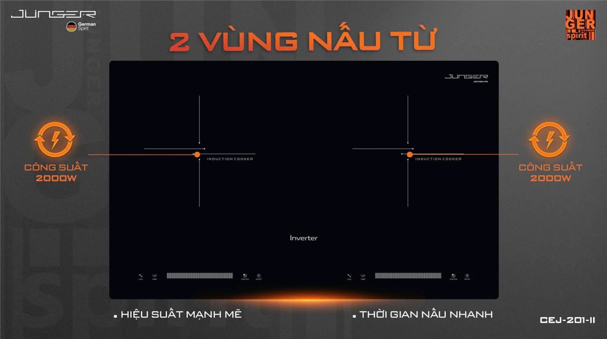 Bếp từ Junger – thiết kế sang trọng, tiết kiệm điện, nấu nhanh, an toàn tuyệt đối cho gia đình bạn.