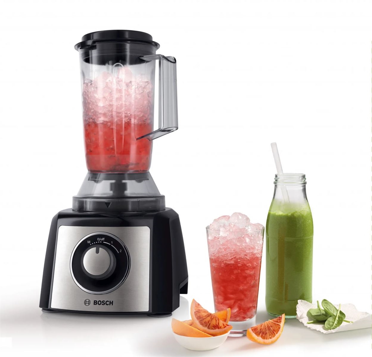 Máy xay sinh tố mạnh mẽ, nhỏ gọn, giúp chế biến sinh tố, cháo, nước ép và sốt dễ dàng.