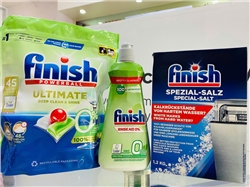 Combo 3 sản phẩm: Viên rửa bát Finish Ultimate Eco 45 viên + Muối 1.2kg + Bóng Eco 400ml