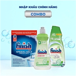 Combo Finish: Gel rửa bát Eco 0% 900ml + Muối 1.2kg + Bóng Eco 0% 400ml