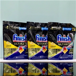 Combo 3 túi Viên rửa bát Finish Ultimate AIO 30 viên | 14 chức năng - Hương chanh