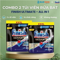 Combo 2 túi Finish Ultimate All In One 61 viên - 14 chức năng làm sạch