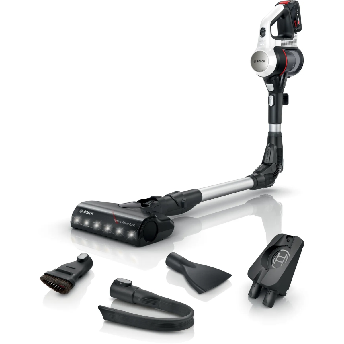 Phụ kiện đa dạng giúp Bosch BBS711W dễ dàng vệ sinh mọi vị trí từ nhà cửa tới nội thất ô tô.