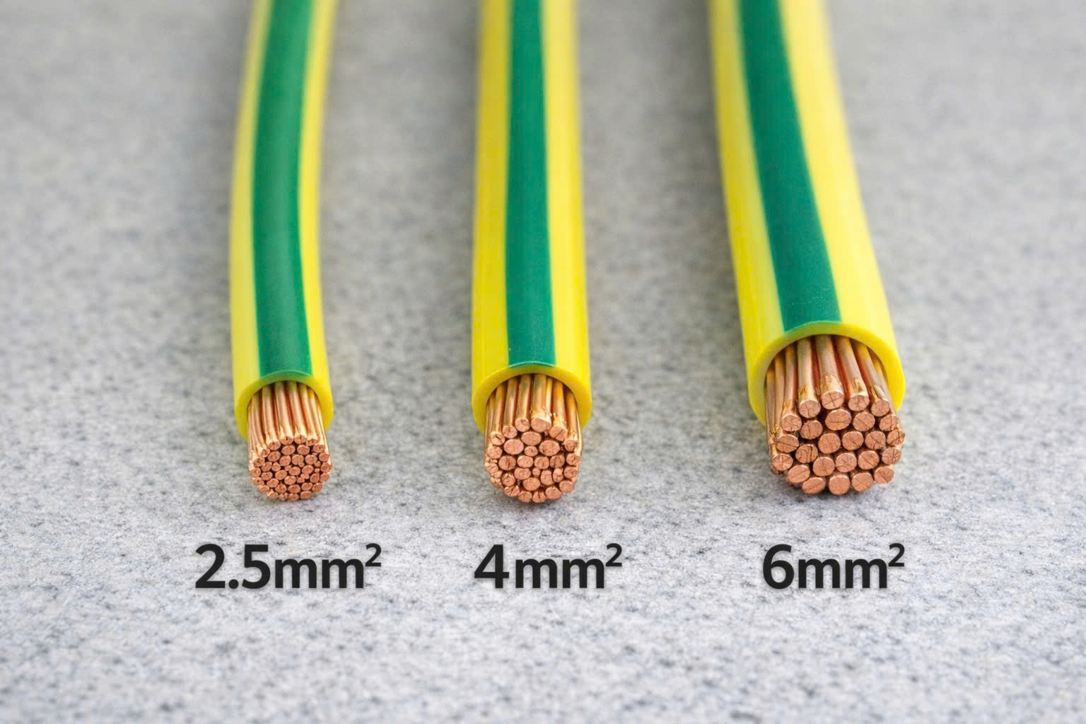 Minh hoạ tiết diện dâyđồng 2.5mm², 4mm², 6mm² dùng cho mạch bếp từ