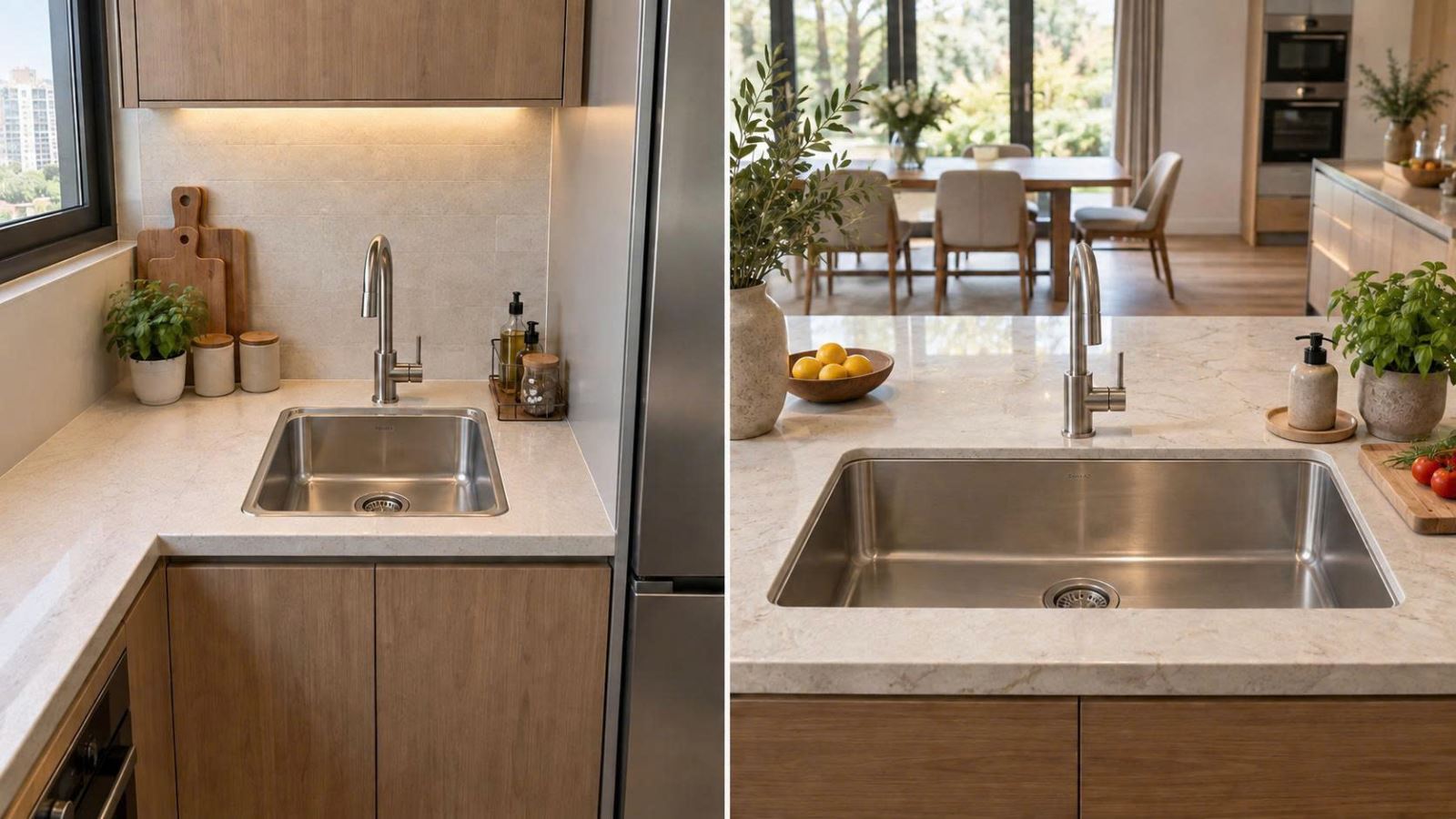 Chậu rửa bát 1 hố loại nhỏ và loại lớn