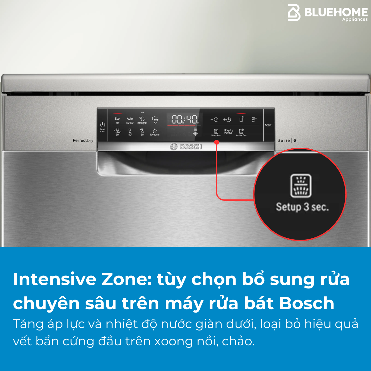 Intensive Zone: tùy chọn bổ sung rửa chuyên sâu trên máy rửa bát Bosch