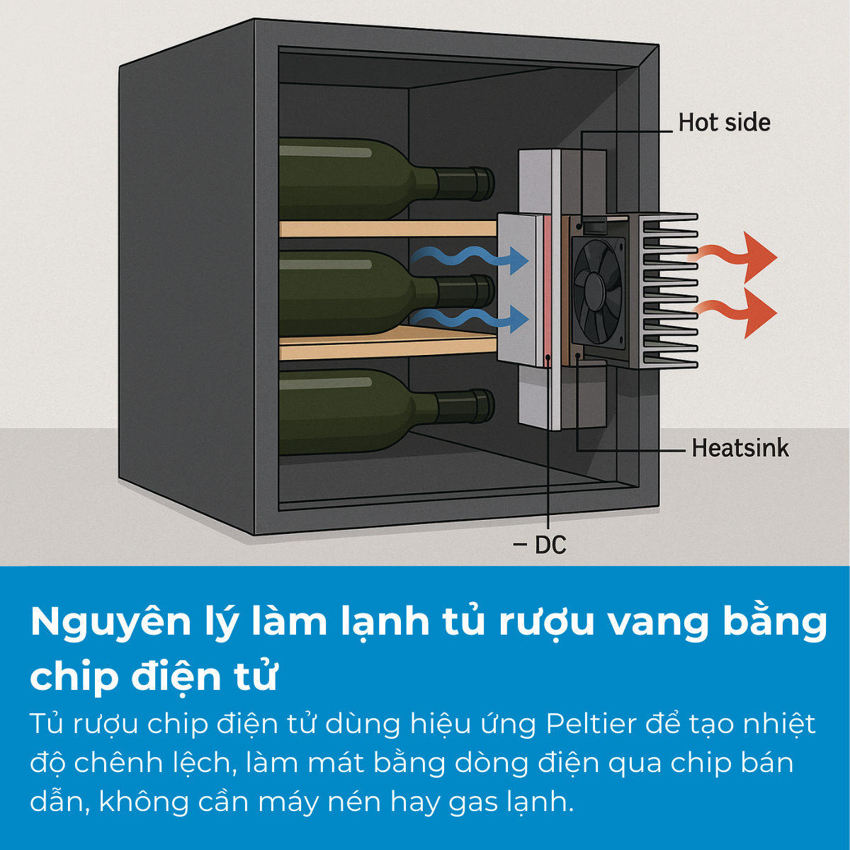Nguyên lý làm lạnh tủ rượu vang bằng chip điện tử