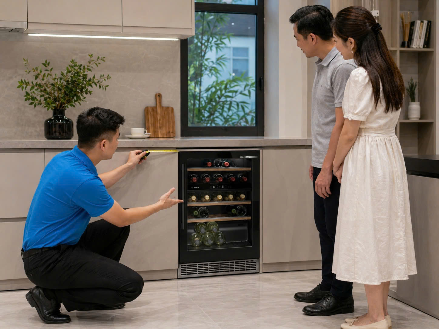Kiểm tra kích thước tủ rượu vang âm tủ và khoang lắp trước khi mua