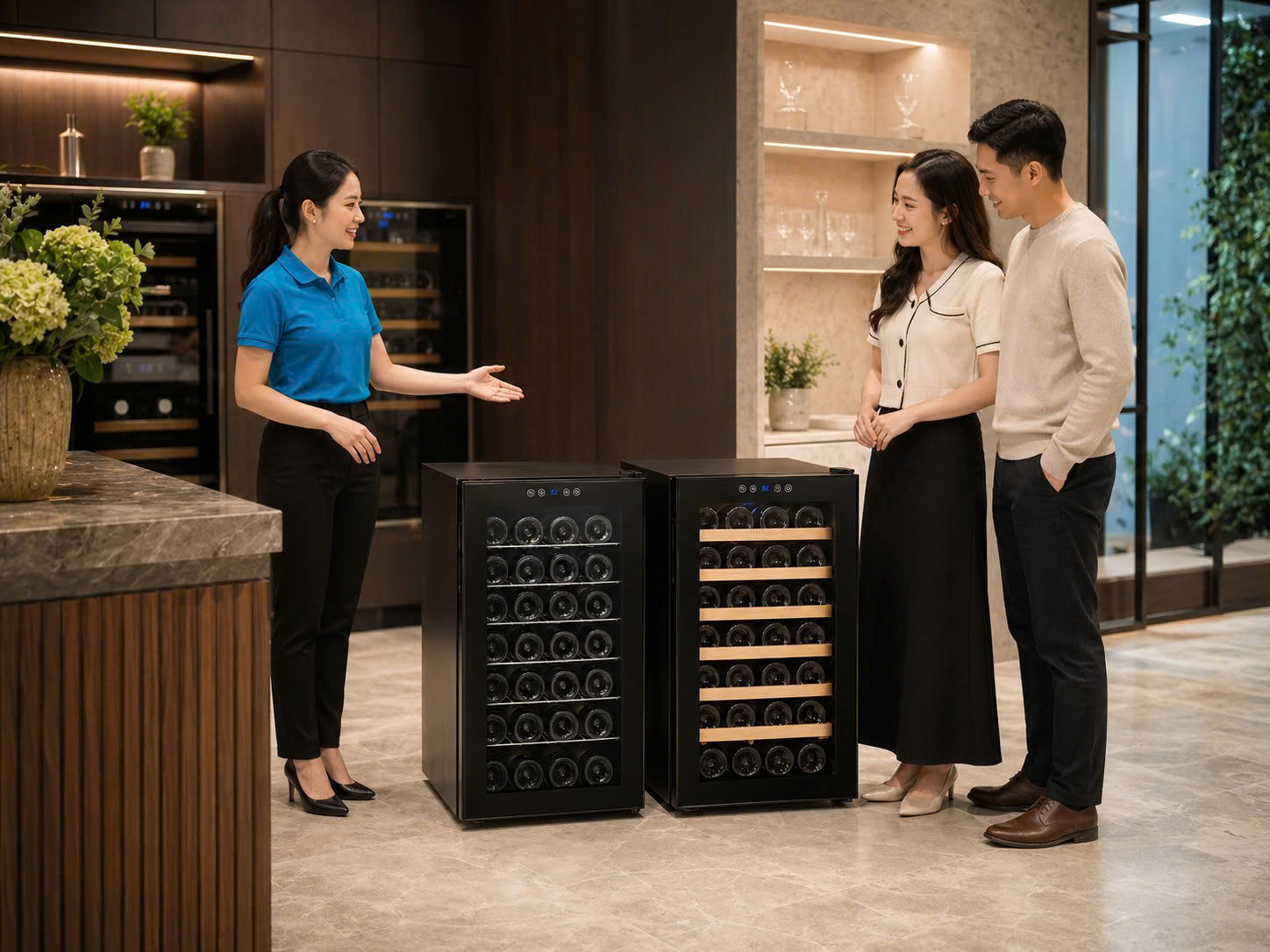 Chuyên viên tư vấn tủ rượu vang Vinocave 28AJP và SC-28 cho người mới chơi vang