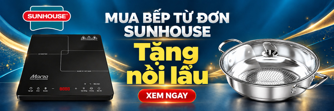 Tặng ngay nồi lẩu Inox cao cấp siêu tiện lợi khi mua Bếp từ đơn Sunhouse