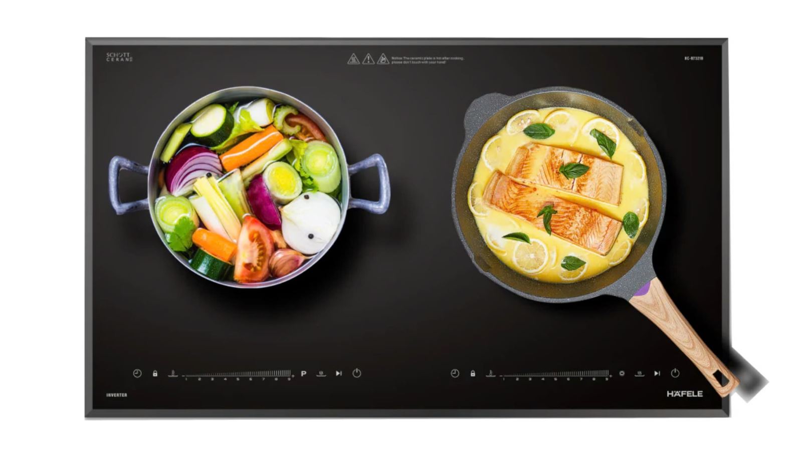 Hafele HC-H7321B bếp đôi từ và hồng ngoại, Booster nhanh, Inverter tiết kiệm, an toàn, giá hợp lý.