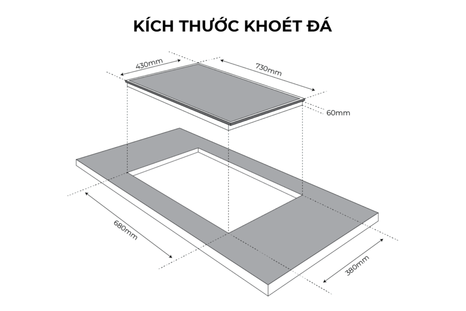 Kích thước của Bếp từ Kocher DI-338SE