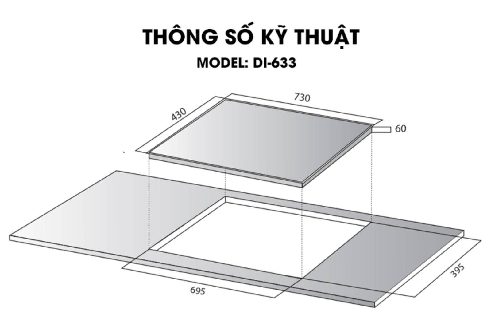Kích thước Bếp từ Kocher DI-633