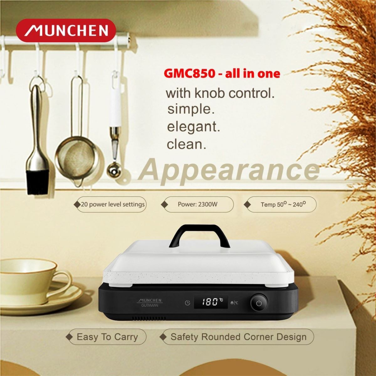 Bếp từ Munchen GMC850 đa năng - Nướng, lẩu, hấp