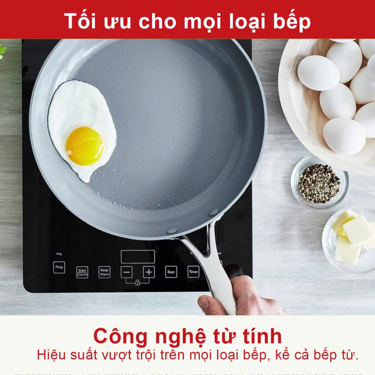 Chảo Hofburg Munchen MP28 tương thích mọi loại bếp, đặc biệt dùng tốt trên bếp từ, nóng nhanh, đều nhiệt.