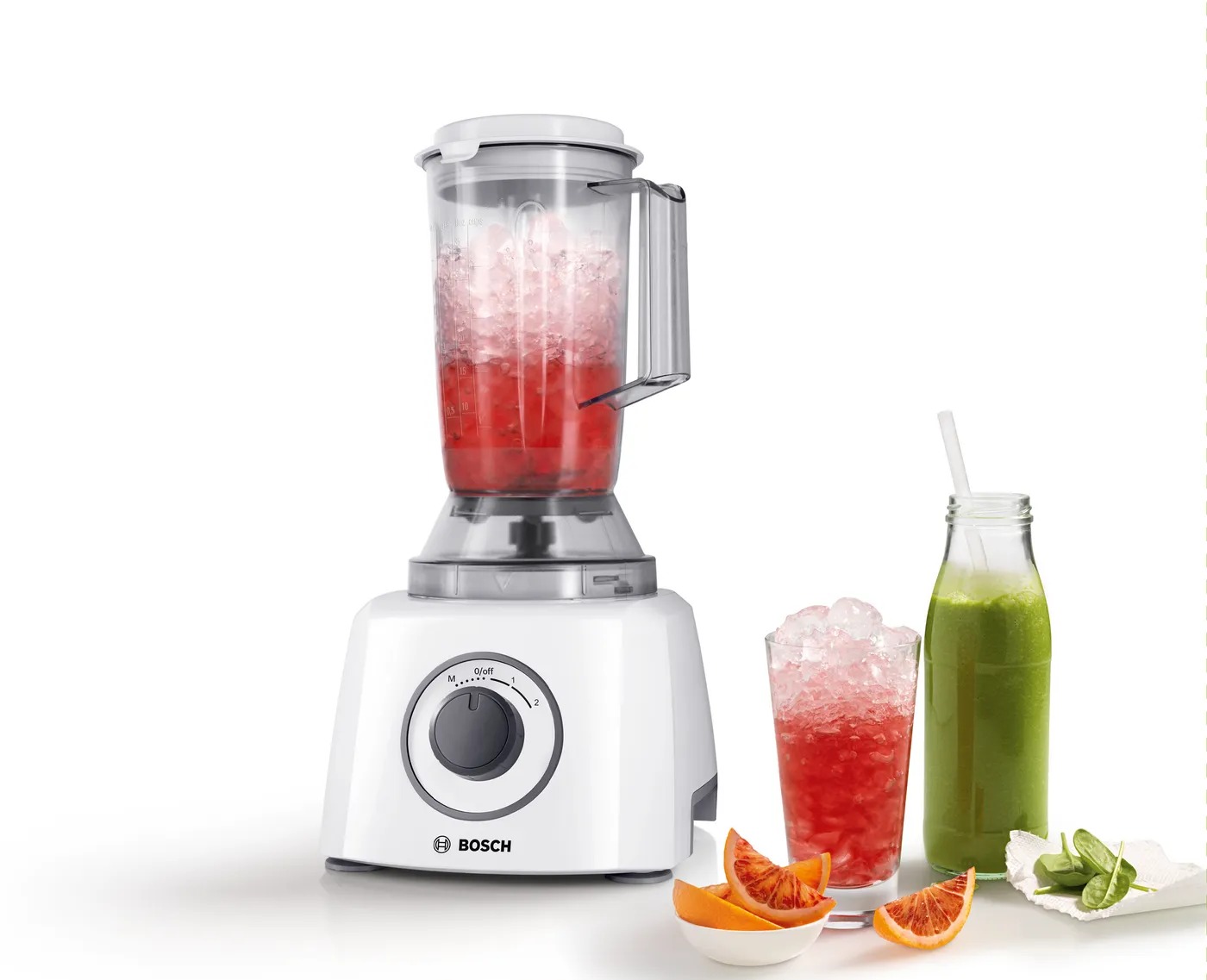 Máy xay đa năng Bosch MCM3200W: Xay, cắt, trộn, nghiền đá nhanh chóng, giúp nấu ăn dễ dàng hơn.