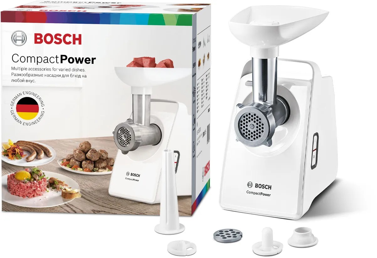 ChatGPT đã nói: Máy xay thịt Bosch MFW3520W nhỏ gọn, mạnh mẽ, xay nhanh, đa năng làm xúc xích tiện lợi tại nhà.