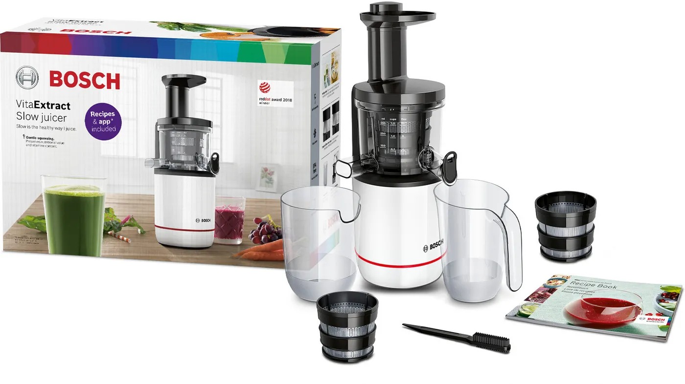 Máy ép chậm Bosch MESM500W giúp ép nhanh, giữ trọn dưỡng chất, mang sức khỏe đến cả gia đình.
