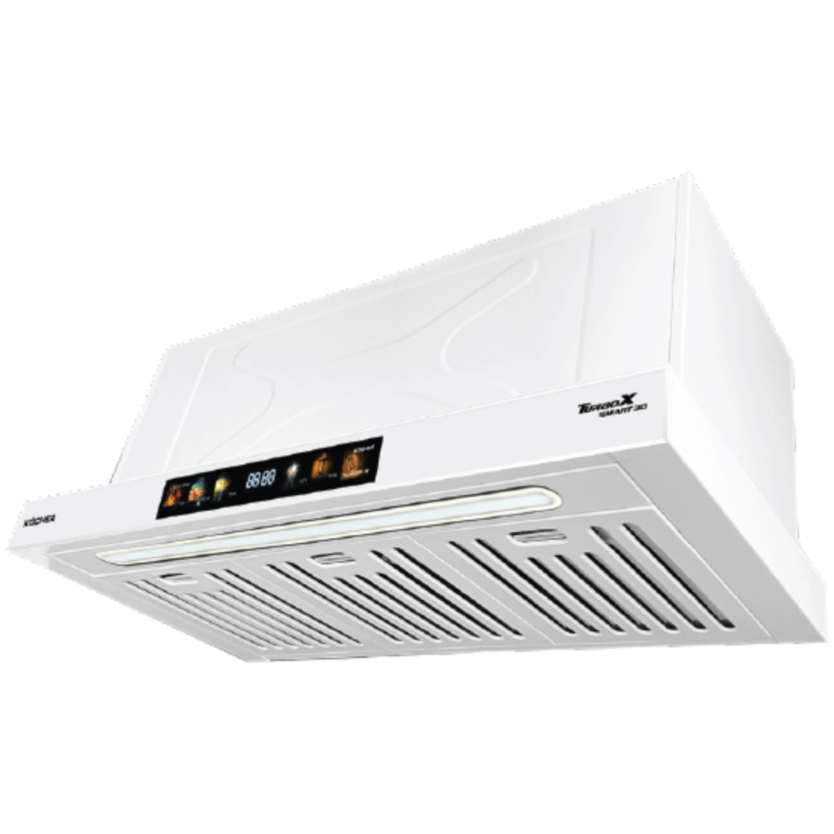 Máy hút mùi Köcher Turbo Smart 3D X3D-350T màu trắng nhìn từ phía dưới