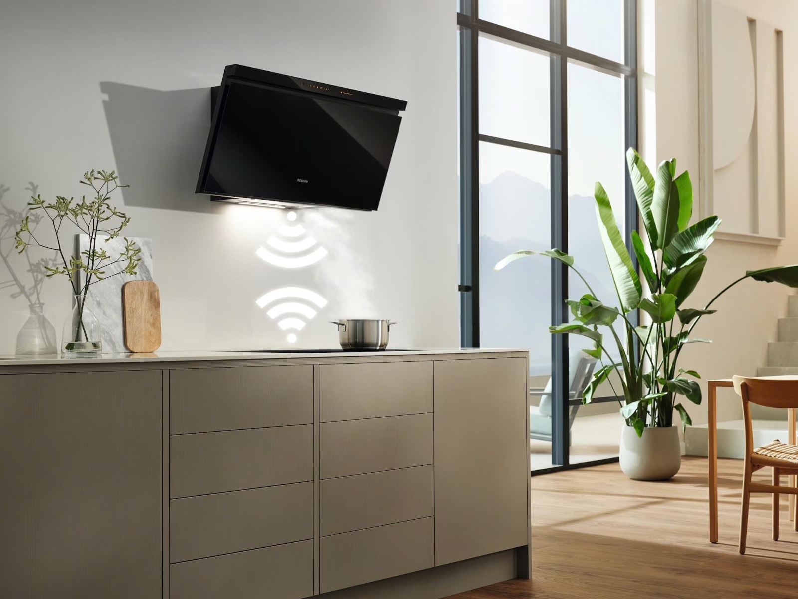 Tính năng Con@ctivity tự động điều chỉnh công suất hút theo bếp nấu, kết nối WLAN thông minh, tối ưu tiện lợi.