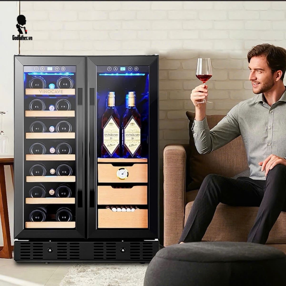 Tủ bảo quản rượu vang & cigar Vinocave 2 in 1 – Giải pháp lưu trữ đẳng cấp cho người sành điệu
