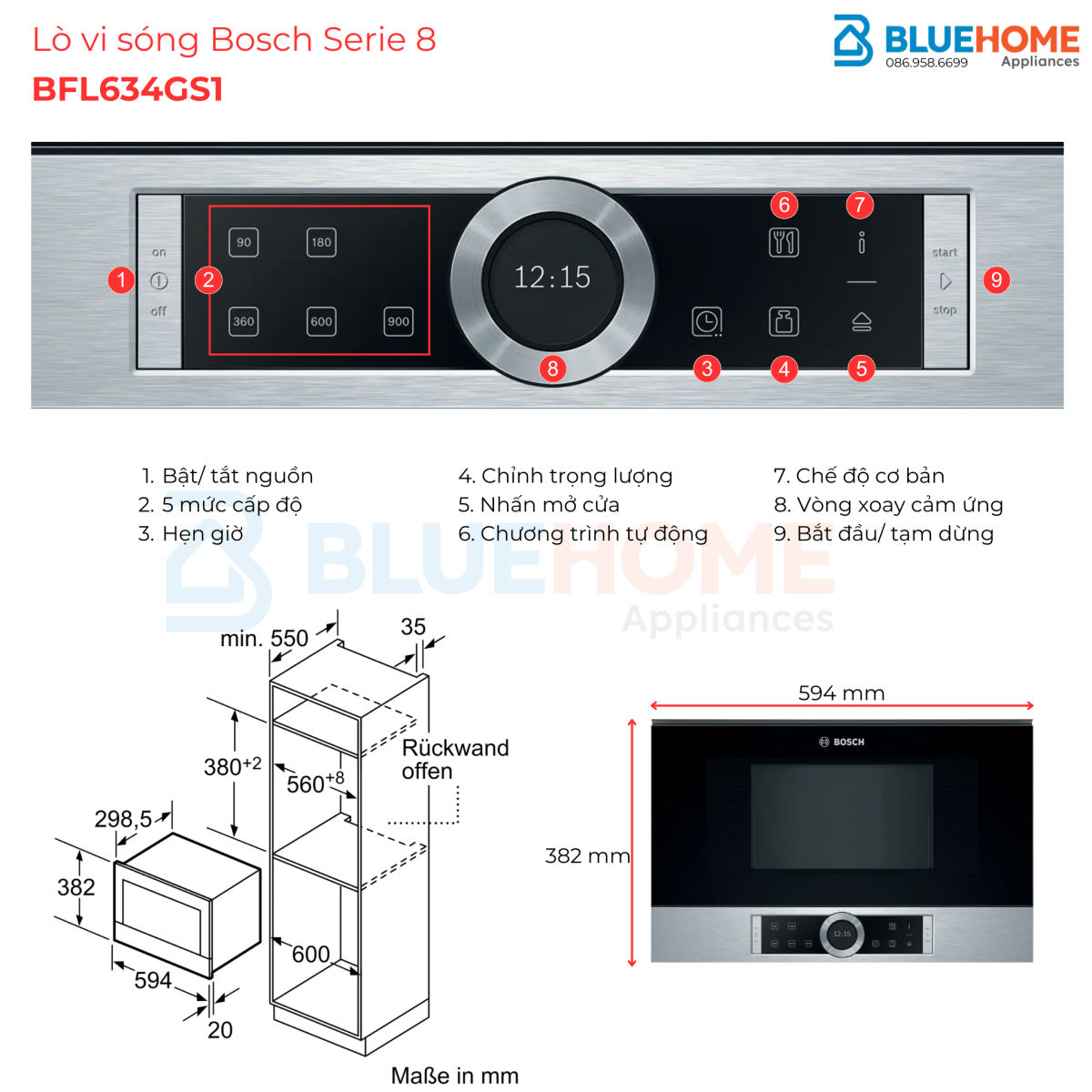 Lò Vi Sóng Bosch BFL634GS1, Bosch BFL634GS1, 21L Phù Hợp Mọi Gia Đình