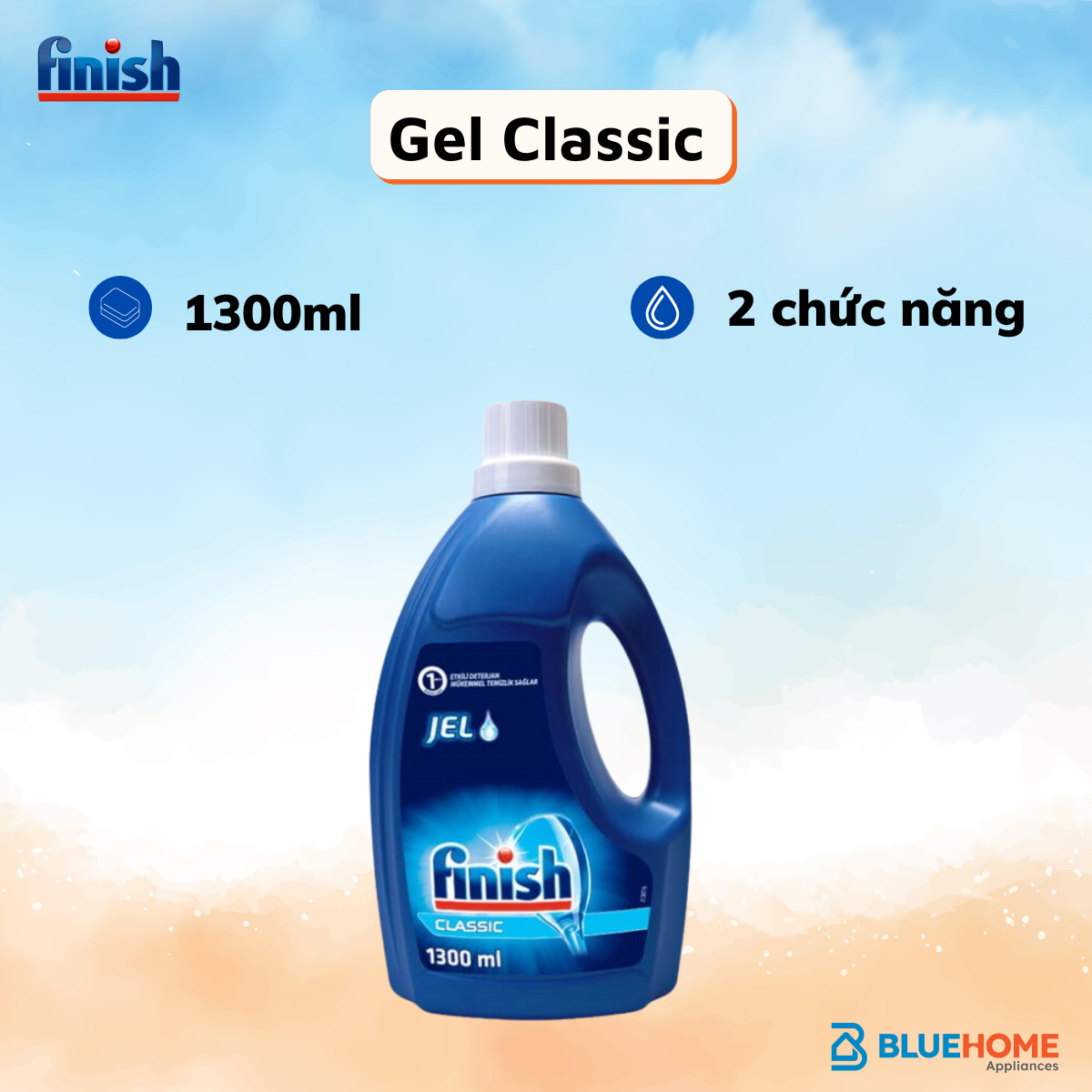 GEL Rửa bát Finish Classic 1300ml