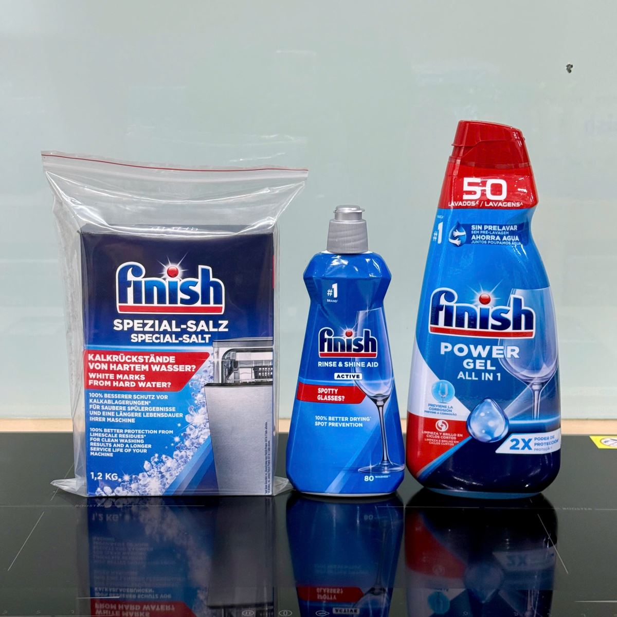 Combo Finish: Gel rửa 1 lit + bóng 400 ml + muối 1,2 kg