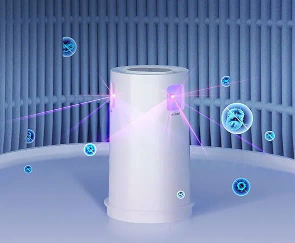 AIRBOT ANDY PRO tích hợp công nghệ khử trùng UV-C 360°, tiêu diệt vi khuẩn, virus, ngăn ô nhiễm thứ cấp hiệu quả.