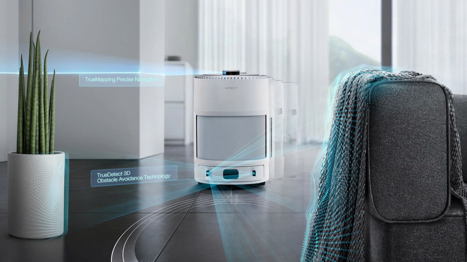 AIRBOT ANDY PRO tự động di chuyển, chủ động dò ô nhiễm, lọc sạch bụi mịn mọi ngóc ngách.