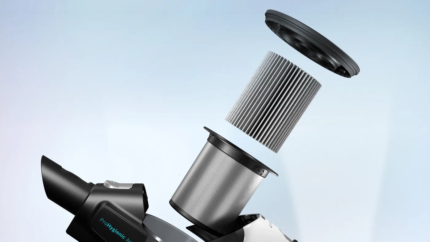 Máy hút bụi Bosch BCS71HYG3 trang bị bộ lọc HEPA H13, loại bỏ 99,9% bụi mịn, bảo vệ sức khỏe toàn diện.