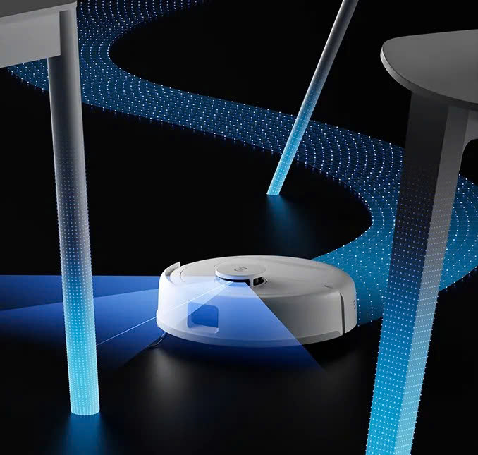 DEEBOT Mini pin mạnh 3200mAh, chạy 150 phút, tự về sạc và tiếp tục làm sạch không gián đoạn.