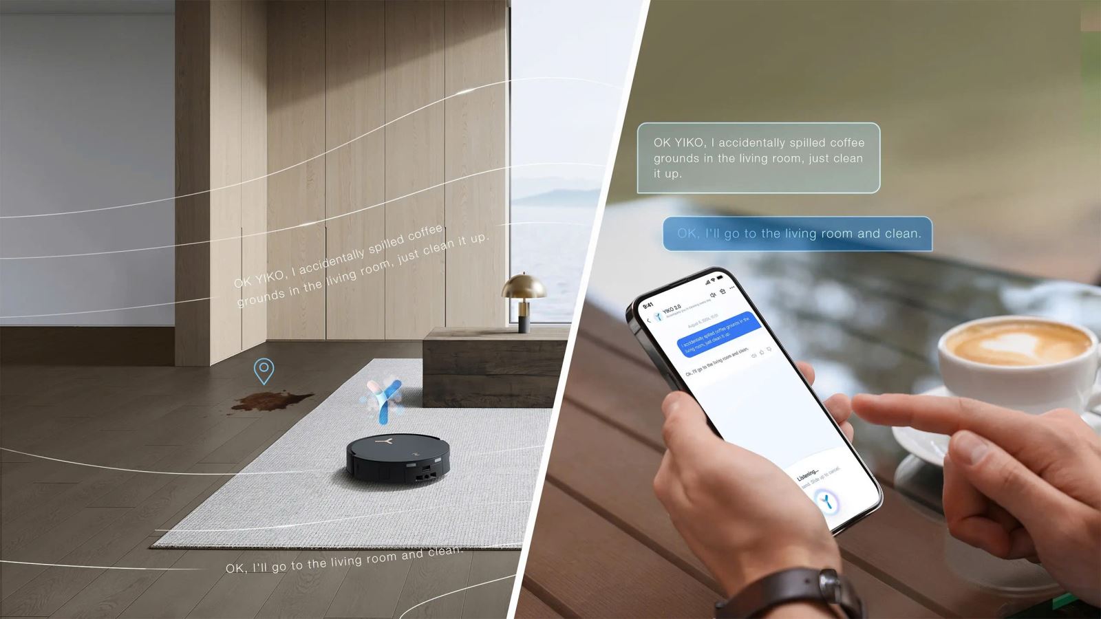 DEEBOT X8 PRO OMNI kết nối ứng dụng Ecovacs Home, điều khiển giọng nói dễ dàng với Alexa và Google Assistant.
